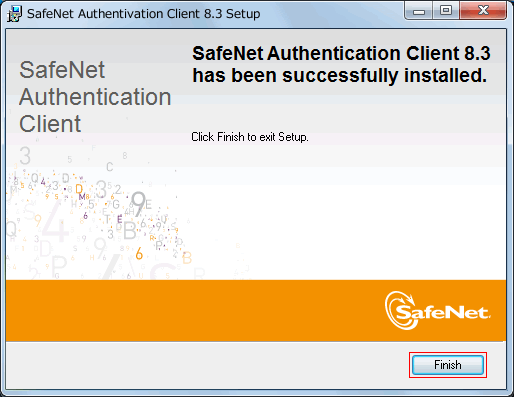 SafeNet Authentication Client 8.2 Setup, Successfully Installed page
